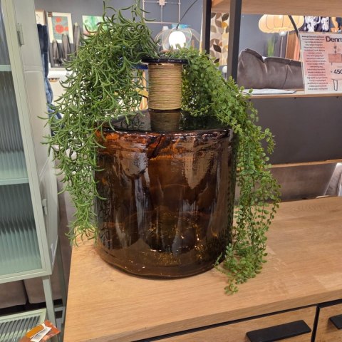 Wazon Szklany Diego 45 cm - Miedziany Recykling i Rafia | Coco Maison