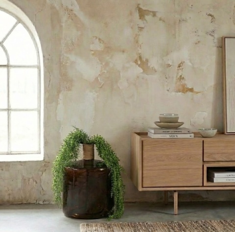 Wazon Szklany Diego 45 cm - Miedziany Recykling i Rafia | Coco Maison