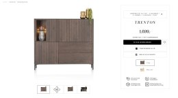 Wysoka komoda / Witryna TRENTON Xooon 153 cm, fornir dębowy, kolor Clay