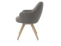 [na zamówienie] Fotel obrotowy Rocco z podłokietnikami, tkanina Brioni boucle kolor szary, nogi dąb naturalny