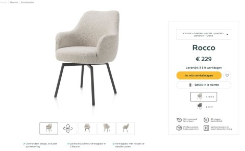 [na zamówienie] Fotel obrotowy Rocco z podłokietnikami, tkanina Brioni boucle kremowy, nogi metal grafit