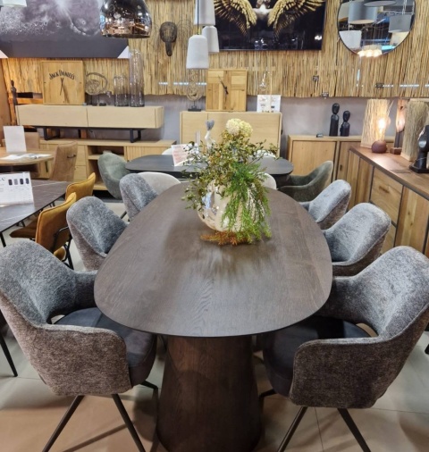 [na zamówienie] Happy@Home Fotel Jadalniany Obrotowy Brad (Antracyt, Mikrofibra Calabria & Szenila Enzo)