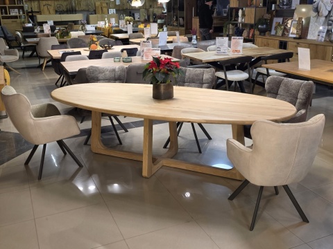 [na zamówienie] Krzesło Jadalniane Obrotowe Joah Habufa (4 Nóżki, Tapicerka Mikrofibra Calabria Champagne/Szenila Enzo)