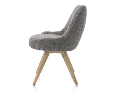 [na zamówienie] Krzesło obrotowe Rocco bez podłokietników, tkanina Brioni boucle kolor szary,, nogi dąb naturalny