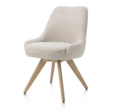 [na zamówienie] Krzesło obrotowe Rocco bez podłokietników, tkanina Brioni boucle kremowy, nogi metal grafit