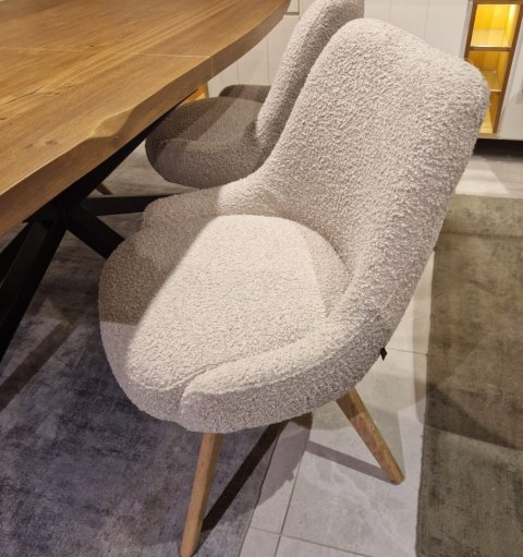 [na zamówienie] Krzesło obrotowe Rocco bez podłokietników, tkanina Brioni boucle kremowy, nogi metal grafit