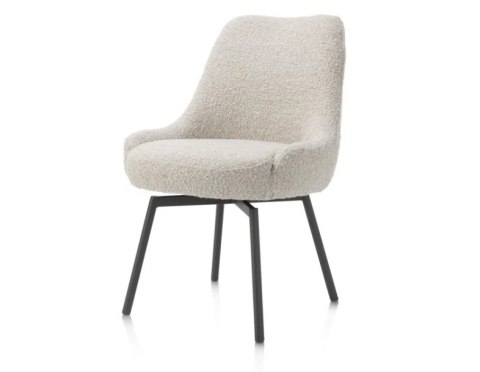 [na zamówienie] Krzesło obrotowe Rocco bez podłokietników, tkanina Brioni boucle kremowy, nogi metal grafit