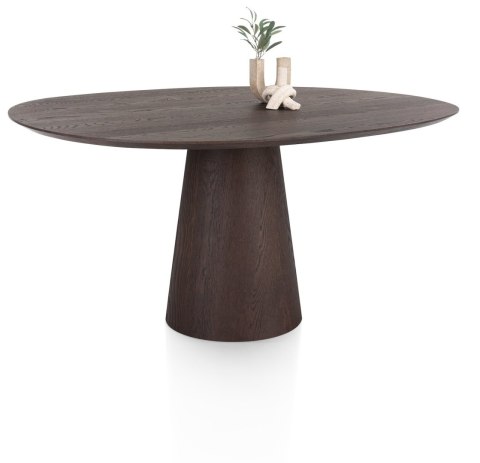 [na zamówienie] Stół do Jadalni TRENTON 150x120 cm, Fornir Dębowy Kolor Clay, Kształt Organiczny, Centralna Noga Stożkowa