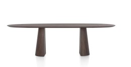 [na zamówienie] Stół do Jadalni TRENTON 270x120 cm, Fornir Dębowy Kolor Clay, Kształt Organiczny, Nogi Pół-Stożkowe (Montaż 2w1)