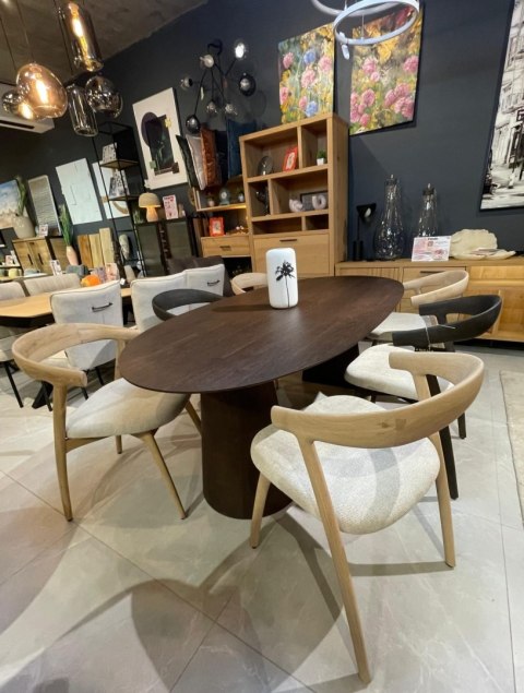 [na zamówienie] Stół do jadalni TRENTON 210x105 cm, fornir dębowy, kolor Clay, organiczny kształt