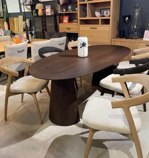 [na zamówienie] Stół do jadalni TRENTON 210x105 cm, fornir dębowy, kolor Clay, organiczny kształt