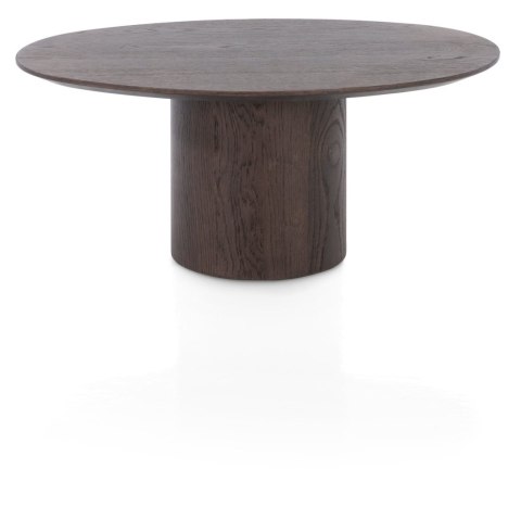 [na zamówienie] Stolik Kawowy TRENTON 80x51 cm, Fornir Dębowy Kolor Clay, Kształt Organiczny, Centralna Noga Stożkowa