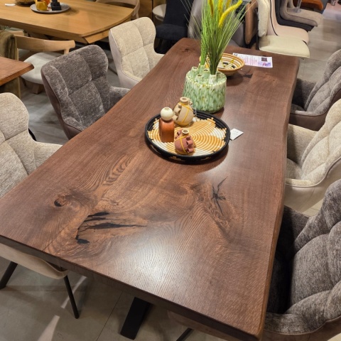 [na zamówienie]Krzesło Jadalniane Obrotowe Joah Habufa (4 Nóżki, Tapicerka Mikrofibra Calabria Lava/Szenila Enzo)