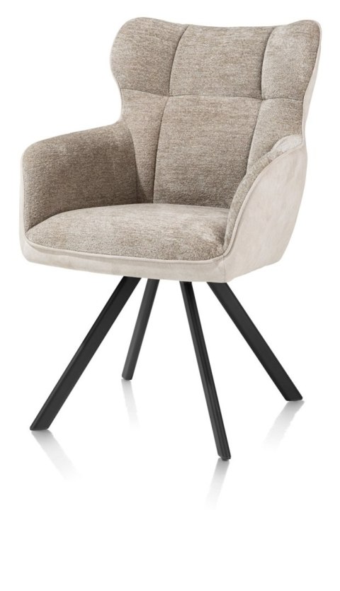 [od ręki] Krzesło Jadalniane Obrotowe Joah Habufa (4 Nóżki, Tapicerka Mikrofibra Calabria Champagne/Szenila Enzo)