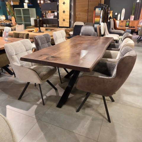 [od ręki] Krzesło Jadalniane Obrotowe Joah Habufa (4 Nóżki, Tapicerka Mikrofibra Calabria Champagne/Szenila Enzo)