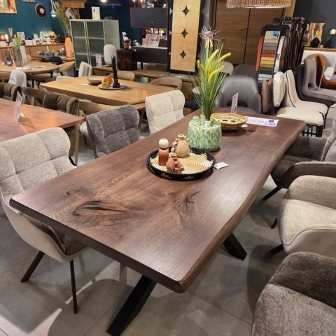 [od ręki] Krzesło Jadalniane Obrotowe Joah Habufa (4 Nóżki, Tapicerka Mikrofibra Calabria Champagne/Szenila Enzo)