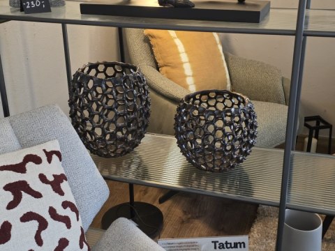 Ażurowa Osłonka Ceramiczna COCO maison Honeycomb - Szara, 21,5 cm