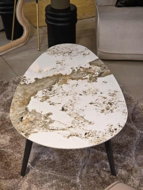 Designerski Stolik Kawowy ROMA 120 cm - Ceramika na Szkle Hartowanym | COCO maison