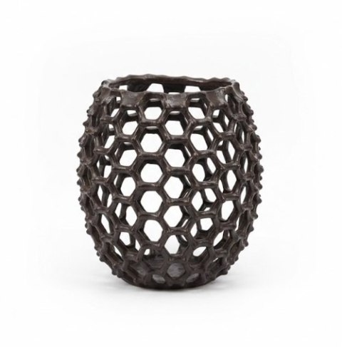 Duża Osłonka Ceramiczna COCO maison Honeycomb - Szara, 28 cm