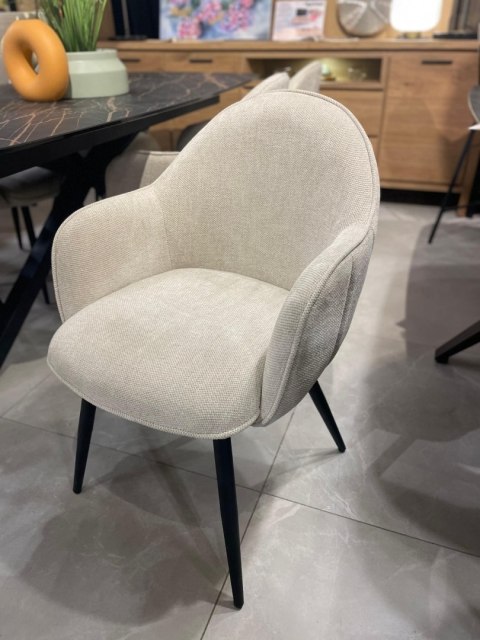 [K] Fotel Jadalniany Habufa Astoria - Tkanina Livigno, Kolor Kremowy