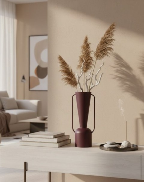 Industrialny Wazon Metalowy CORA 45 cm - Burgundowy Mat | COCO maison