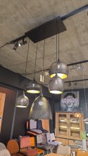 [K] Lampa Wisząca Arjen 5-Light - Czarno-Złoty Industrial, Regulowana Wysokość