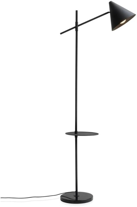Lampa Podłogowa Daan 176 cm - Czarny Mat, Marmurowa Podstawa, Stolik | COCO maison