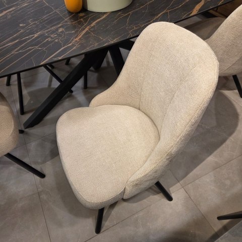 Obrotowy Fotel Jadalniany Habufa Eva - Tkanina Livigno Cream