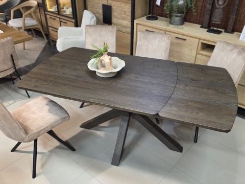 (R, od ręki) Stół rozkładany Henders & Hazel Nyon 140-190x100 cm, fornir dębowy, kolor Bazalt