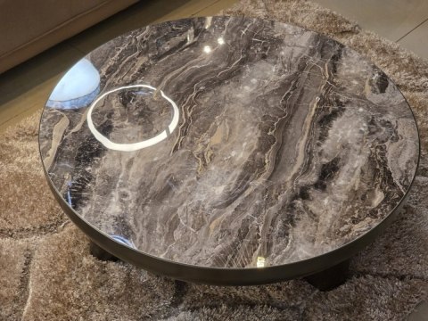 Stolik Kawowy Margo 89 cm - Antracytowy Metal i Szklany Blat | Henders & Hazel