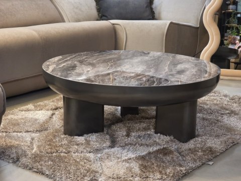 Stolik Kawowy Margo 89 cm - Antracytowy Metal i Szklany Blat | Henders & Hazel