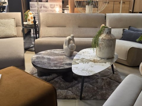 Stolik Kawowy Margo 89 cm - Antracytowy Metal i Szklany Blat | Henders & Hazel