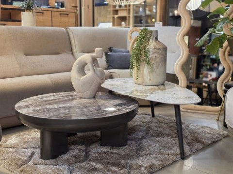 Stolik Kawowy Margo 89 cm - Antracytowy Metal i Szklany Blat | Henders & Hazel