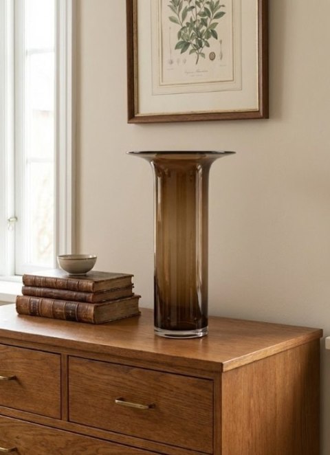 Waza/ wazon Szklana Rona 40 cm - Bursztynowy Brąz | COCOmaison