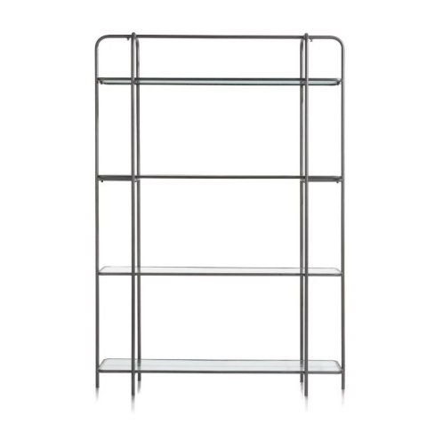 Wielofunkcyjny Regał COCO maison Louis - Antracyt i Szkło Falowane, 170 cm