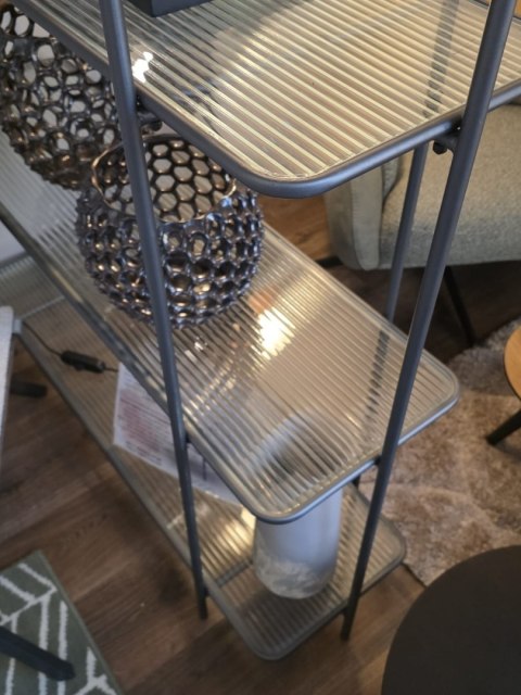 Wielofunkcyjny Regał COCO maison Louis - Antracyt i Szkło Falowane, 170 cm