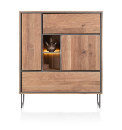 [R] Wysoka komodaTrapani 120 cm - Wędzony Fornir Mango, LED | Industrial