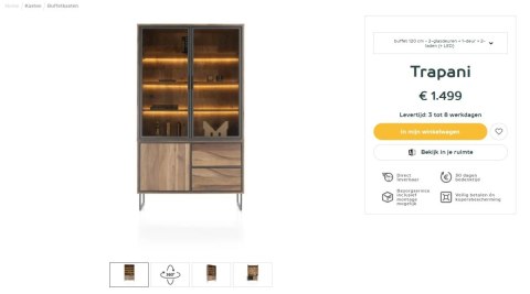 [M] Wysoka witryna industrialna TRAPANI 120x210 cm, fornir mango 'smoked', z oświetleniem LED.