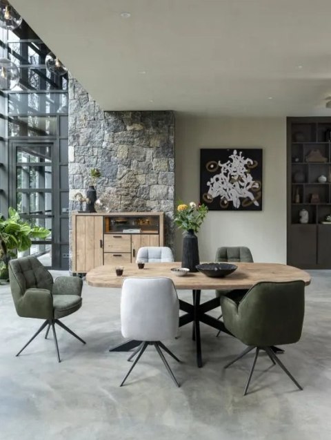 [na zamówienie] Krzesło jadalniane Bell - Antracyt / Miks Tkanin / Obrotowe/ CALABRIA-VADA