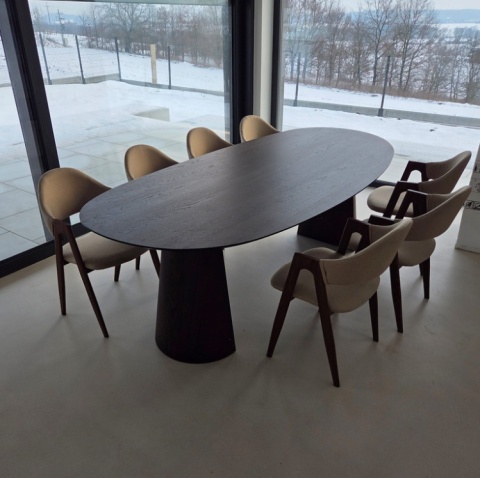 [na zamówienie] Stół do jadalni TRENTON 240x110 cm, fornir dębowy, kolor Clay, organiczny kształt