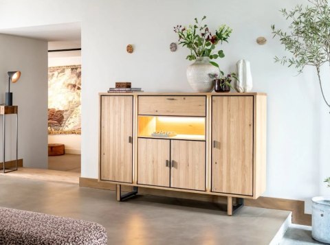 [K] Bufet/ wysoka komoda SHIMANTO 180 cm - Bright Natural Oak - Henders & Hazel