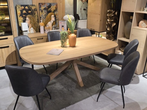 [K, od ręki] Henders & Hazel Stół Jadalniany Owalny Metalox/ Nyborg 210x110 cm, Centralna Noga Drewniana, Fornir Dąb Naturalny