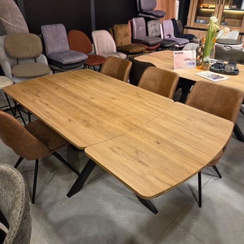 [K, od ręki] Stół rozkładany Pavalon 140-190x100 cm na centralnej nodze, blat Primo Laminato (HPL) w kolorze NATURAL