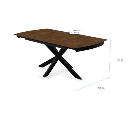[K] Stół rozkładany PAVALON 140-190 cm - Kolor Roest (Rdza) - HPL