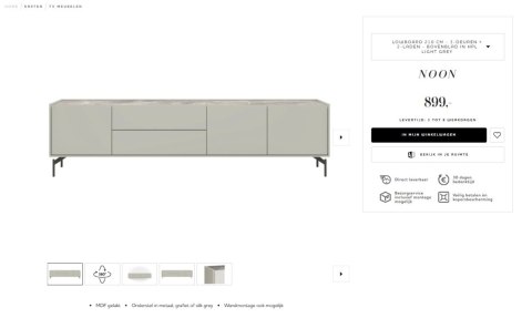 [M] Szafka RTV NOON Xooon MDF Lakierowany Silk Grey 210 cm Opcjonalny Blat Primo Laminato Marmur