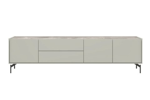 [M, defekt] Szafka RTV NOON Xooon MDF Lakierowany Silk Grey 210 cm Opcjonalny Blat Primo Laminato Marmur
