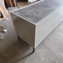 [M, defekt] Szafka RTV NOON Xooon MDF Lakierowany Silk Grey 210 cm Opcjonalny Blat Primo Laminato Marmur