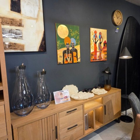 Obraz Ręcznie Malowany "Afrykańska Noc - Złoty Blask Sawanny" [75x55 cm]