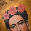 Obraz Ręcznie Malowany "Frida - Złota Pasja" - Akryl na Sklejce [55x75 cm]