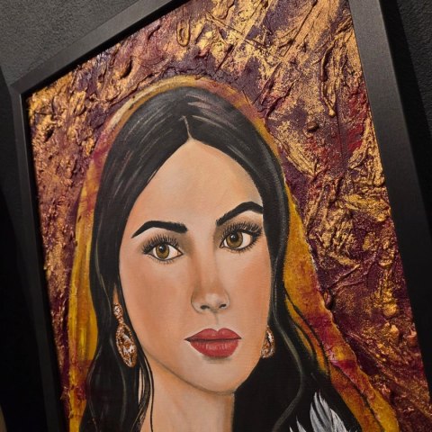 Obraz w Drewnianej Ramie "Szkarłatny Anioł" - Czerwony Anioł 42x52 cm (Na Wymiar)